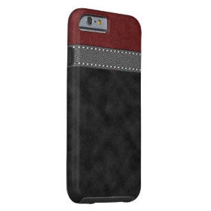 Coque Tough iPhone 6 Copie de courroie piquée par cuir gris noir rouge