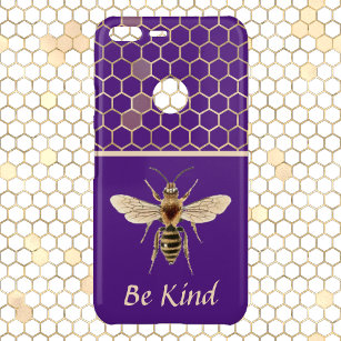 Coque Uncommon Google Pixel XL Be Kind Bee and Honeycomb on Purple