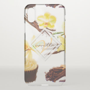 Coque iPhone X Aquarelle douce Vanille Orchid Monogramme