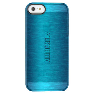 Coque iPhone Clear SE/5/5s Aspect en aluminium brossé turquoise métallique