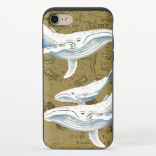 Coque Coulissante Pour iPhone 8/7 Baleines bleues Famille Olive Green