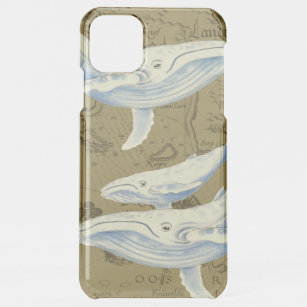 Coque Pour iPhone 11 Pro Max Baleines bleues Famille Olive Green