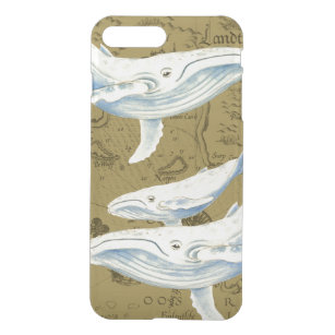 Coque iPhone 8 Plus/7 Plus Baleines bleues Famille Olive Green