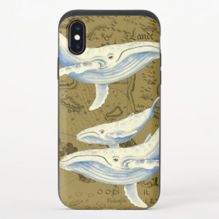 Coque Coulissante Pour iPhone X Baleines bleues Famille Olive Green