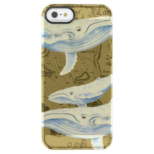 Coque iPhone Clear SE/5/5s Baleines bleues Famille Olive Green