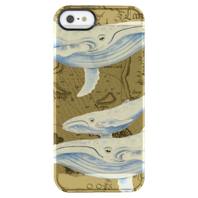 Coque Uncommon Pour iPhone Baleines bleues Famille Olive Green (Dos)