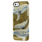 Coque Uncommon Pour iPhone Baleines bleues Famille Olive Green (Dos gauche)