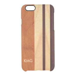 Coque iPhone 6/6S Beau motif en bois décoré d'un monogramme de