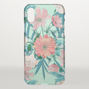 Coque iPhone X Boho chic fleurs de jardin de printemps illustrati