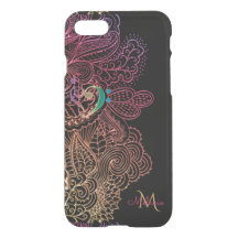 Cas rose de l'iPhone 7 de monogramme de coeur de
