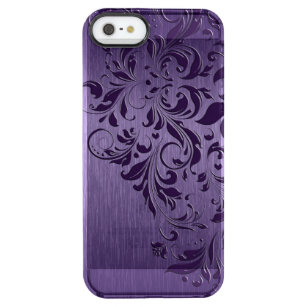 Coque iPhone Clear SE/5/5s Dentelle violette en aluminium brossé métallisé vi