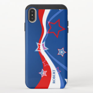 Coque Coulissante Pour iPhone XS Max Drapeau Abstrait américain Stars et Stripes