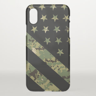 Coque iPhone X Drapeau américain du Camouflage numérique militair