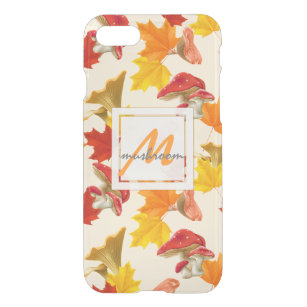 Coque Pour iPhone SE/8/7 Case Feuilles d'automne colorées et champignons Monogra