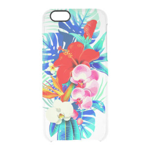 Coque iPhone 6/6S Fleur d'orchidée tropicale et feuille de palmier h