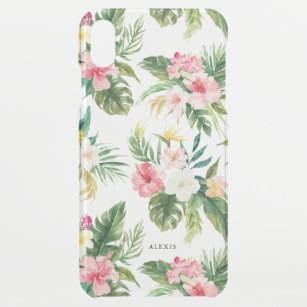 Coque Pour iPhone XS Max Fleurs d'aquarelle tropicales et Motif Feuille