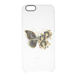 Coque iPhone 6/6S Gold flower Butterfly with Black Orchid