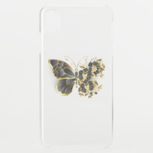 Coque Pour iPhone XS Max Gold flower Butterfly with Black Orchid