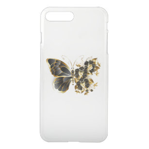 Coque iPhone 7 Plus Gold flower Butterfly with Black Orchid