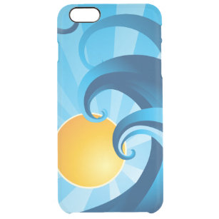Coque iPhone 6 Plus Illustration de vagues de mer de Sun et de surf