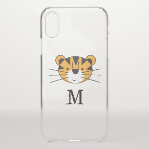 Coque iPhone X Joli tigre safari orange et noir monogramme