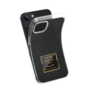 Coque iPhone X Logo d'entreprise en cuir noir Faux