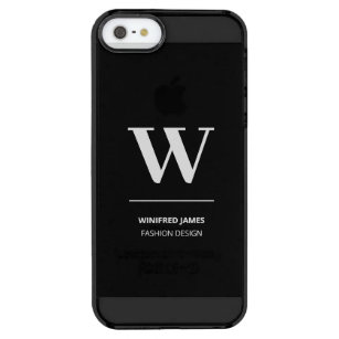 Coque iPhone Clear SE/5/5s Monogramme élégant minimaliste noir et blanc avec 