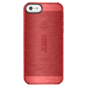 Coque iPhone Clear SE/5/5s Monogramme métal rouge brossé en aluminium