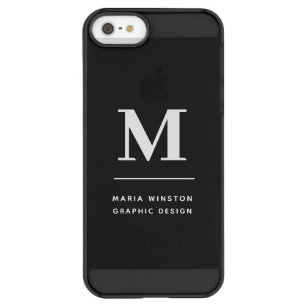 Coque iPhone Permafrost® SE/5/5s Monogramme moderne minimaliste noir et blanc