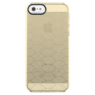Coque iPhone Clear SE/5/5s Motif blanc de fan de cercle de feuille d'or de