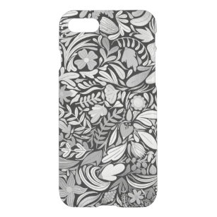 Coque Pour iPhone SE/8/7 Case Motif d'illustrations de Feuilles floraux noirs d'