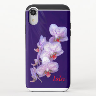 Coque Coulissante Pour iPhone XR Orchidées blanches et violettes sur Arrière - plan