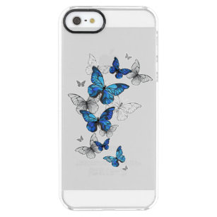 Coque iPhone Clear SE/5/5s Papillons volants bleus Morpho