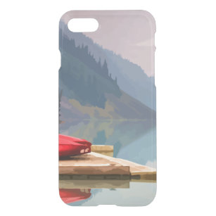 Coque Pour iPhone SE/8/7 Case Red Canoe Mountain Lake Une nature sauvage paisibl