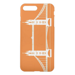 Coque iPhone 8 Plus/7 Plus Silhouette du pont de Londres blanc et orange