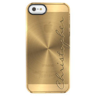 Coque iPhone Clear SE/5/5s Texture radiale métallique personnalisée d'or