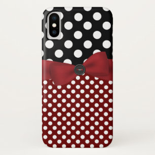 Coque X Noir, Blanc et Rouge Polka Dot