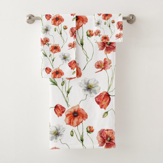 Coquelicots et fleurs sauvages blanches de prairie (En situation)