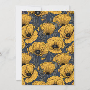 Coquelicots jaunes sur fond bleu marine