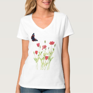 Coquelicots, papillon amiral T-Shirt