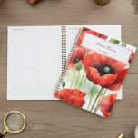 Coquelicots rouges à l'aquarelle moderne<br><div class="desc">Ce design simple ajoute du style à votre journée,  avec un fond floral graphique d'aquarelle avec de superbes coquelicots rouges,  verts,  noirs et blancs. Ajoutez un nom pour le personnaliser. Fait un excellent cadeau pour une douche de mariée,  Noël ou la fête des mères. Créé par Simply Farmhouse Press.</div>