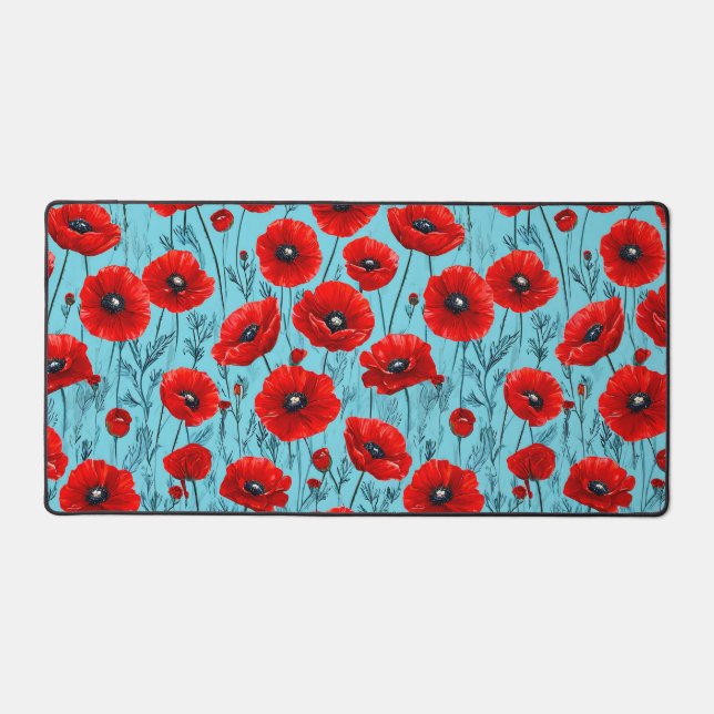 Coquelicots rouges sur fond bleu (Recto)