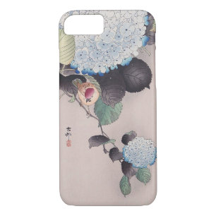 Coques Pour iPhone アジサイに雀, moineau de 小原古邨 sur l'hortensia, Ohara