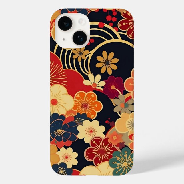 COQUES Case-Mate iPhone 日本の伝統的なヴィンテージデザインを使用したアート作品　花 (Verso)