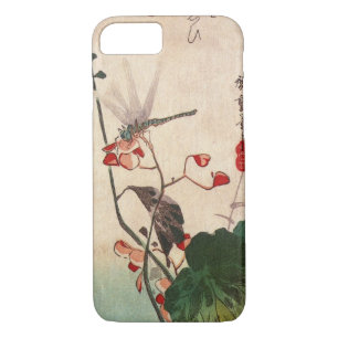 Coque iPhone 8/7 花にトンボ, libellule de 広重 et fleur, Hiroshige,
