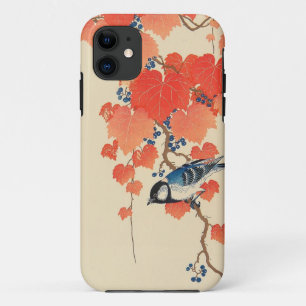 Coques Pour iPhone 赤い蔦に鳥, oiseau de 古邨 sur le lierre rouge, Koson,