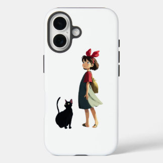 COQUE POUR iPhone 16 소녀와 고양이 핸드폰 