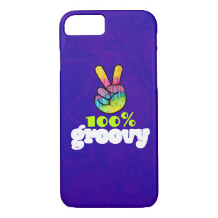 Case-Mate iPhone Case 100% Groovy Rainbow Hand Peace Sign