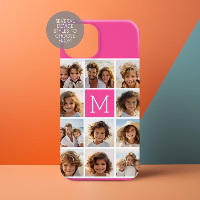 Coques Case-Mate iPhone 11 Collage de photos - Grille minimale avec texte (Personalize a Phone Case with your photos and monogram)