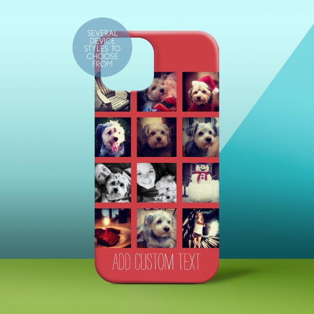 Coques Case-Mate iPhone 12 collage photo carré avec arrière - plan cayenne (Personalized Phone Case)